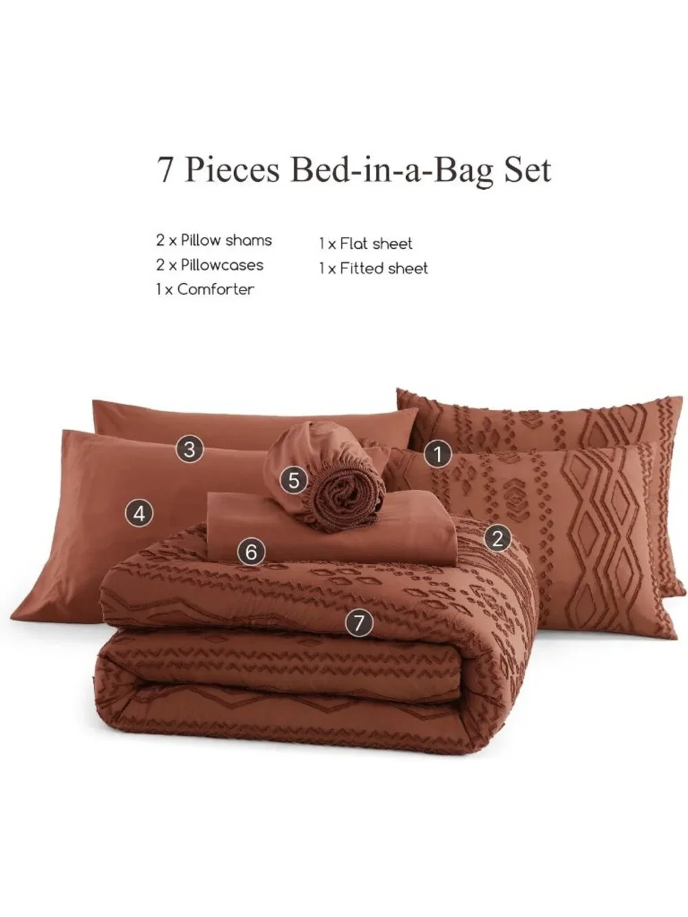 Cozy Autumn Leaf Tufted Boho Comforter Set - 7 Piece Full Size Bedding Ensemble